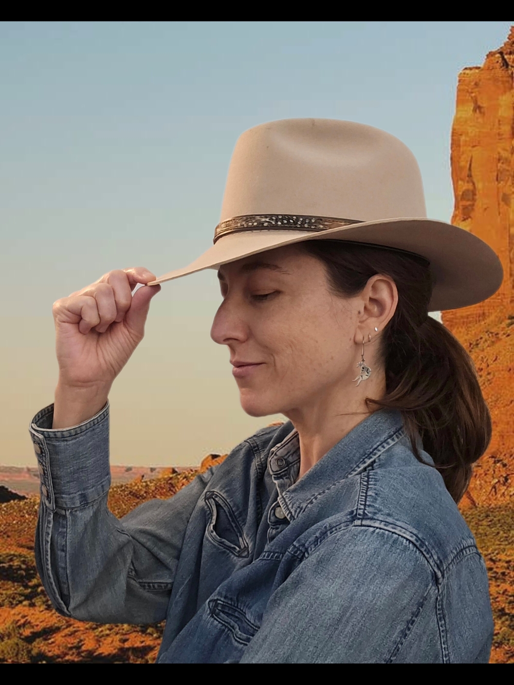 Genuine Stetson Wool Hat Neutral Beige Western Fedora - Women Accessories Medium